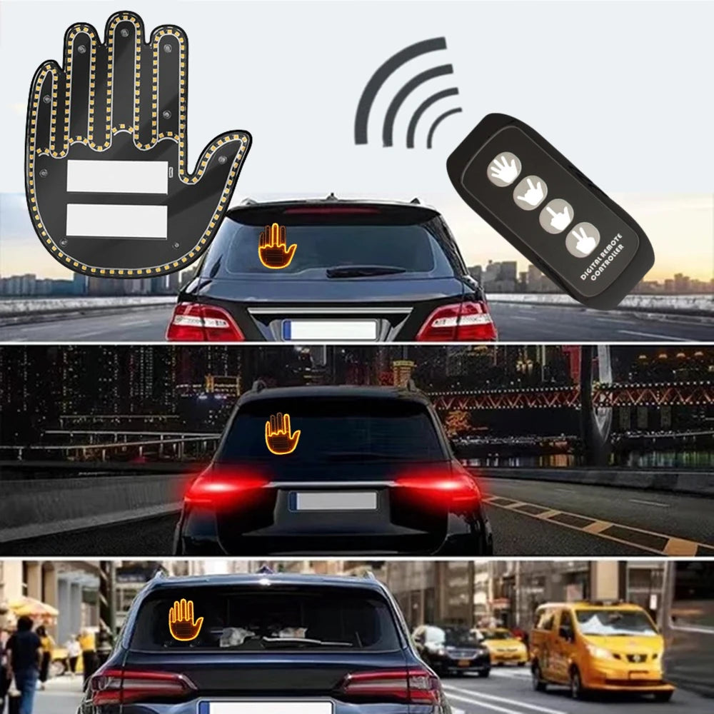 Middle Finger LED Car Light Fun