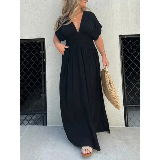 Women's Summer V-Neck Slit Maxi Dress