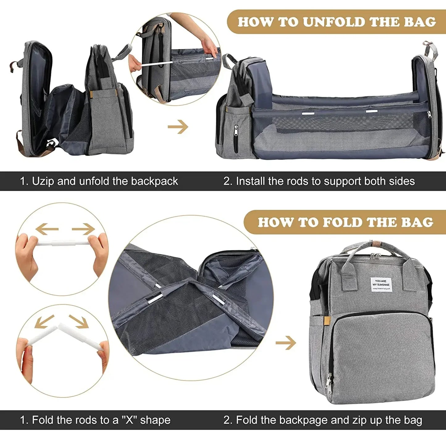 Foldable Travel Diaper Bag Backpack