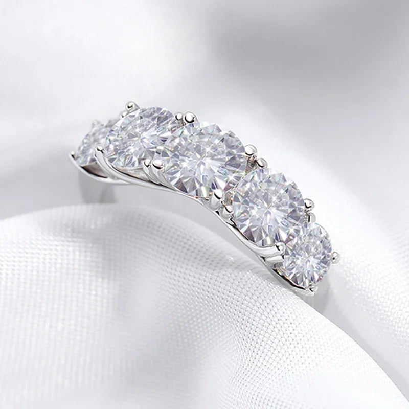 Luminous Moissanite Silver Wedding Band