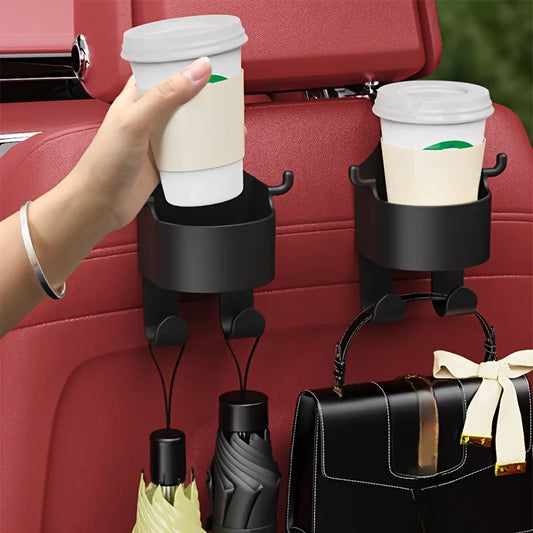 Car Backseat Cup & Hook Organizer