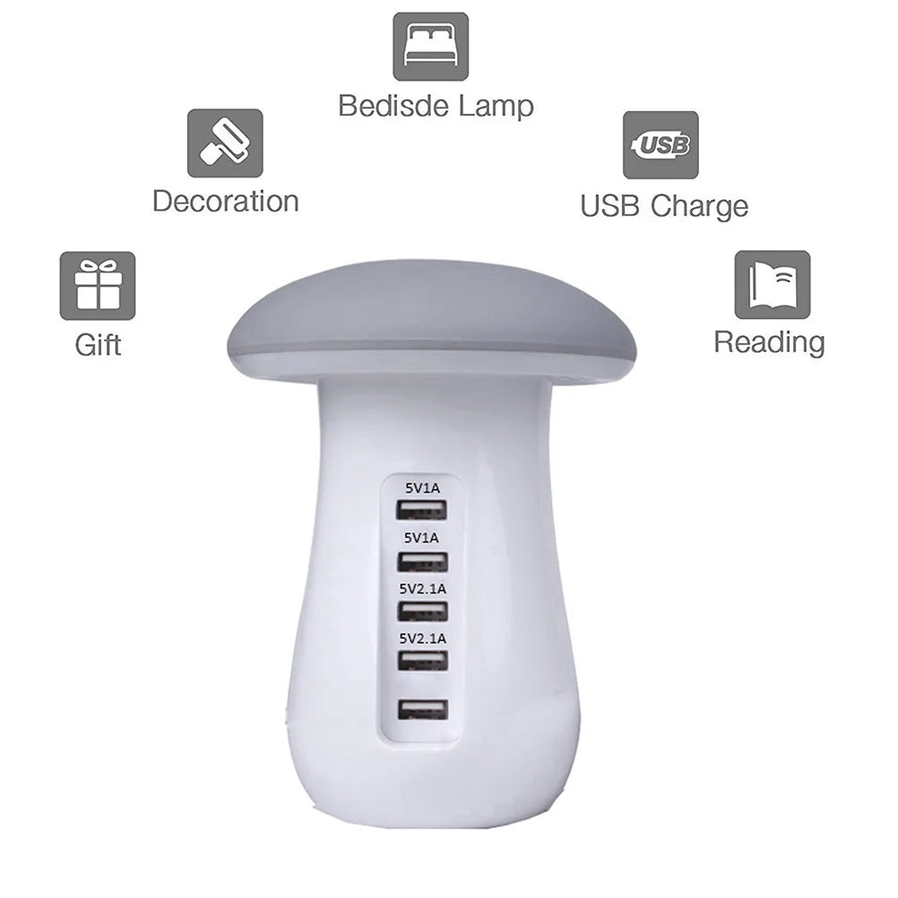 Mushroom USB Charging Station Lamp